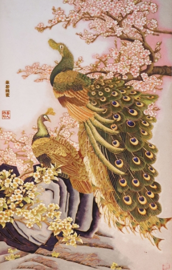 遇见非遗｜掐丝珐琅彩岩画：孔雀图 